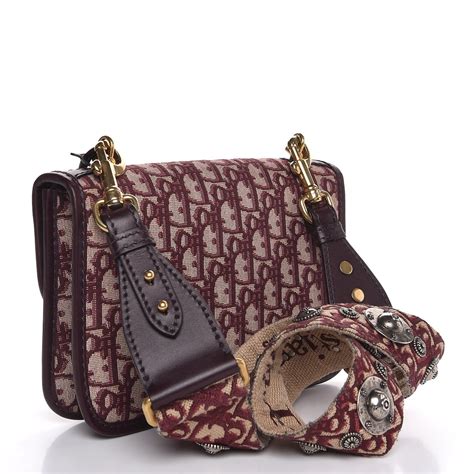 CHRISTIAN DIOR Oblique DiorAddict Flap Bag Burgundy 